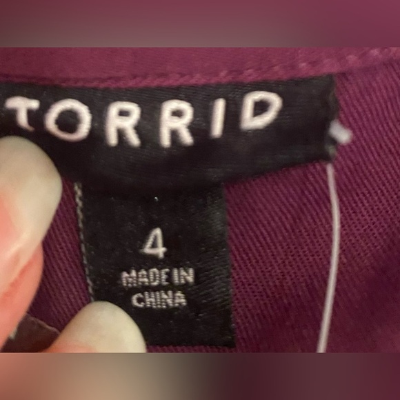 NWT Torrid Milly Waffle Slub Rayon Knit Pocket Purple Button Shirt Size 4X - Picture 6 of 11